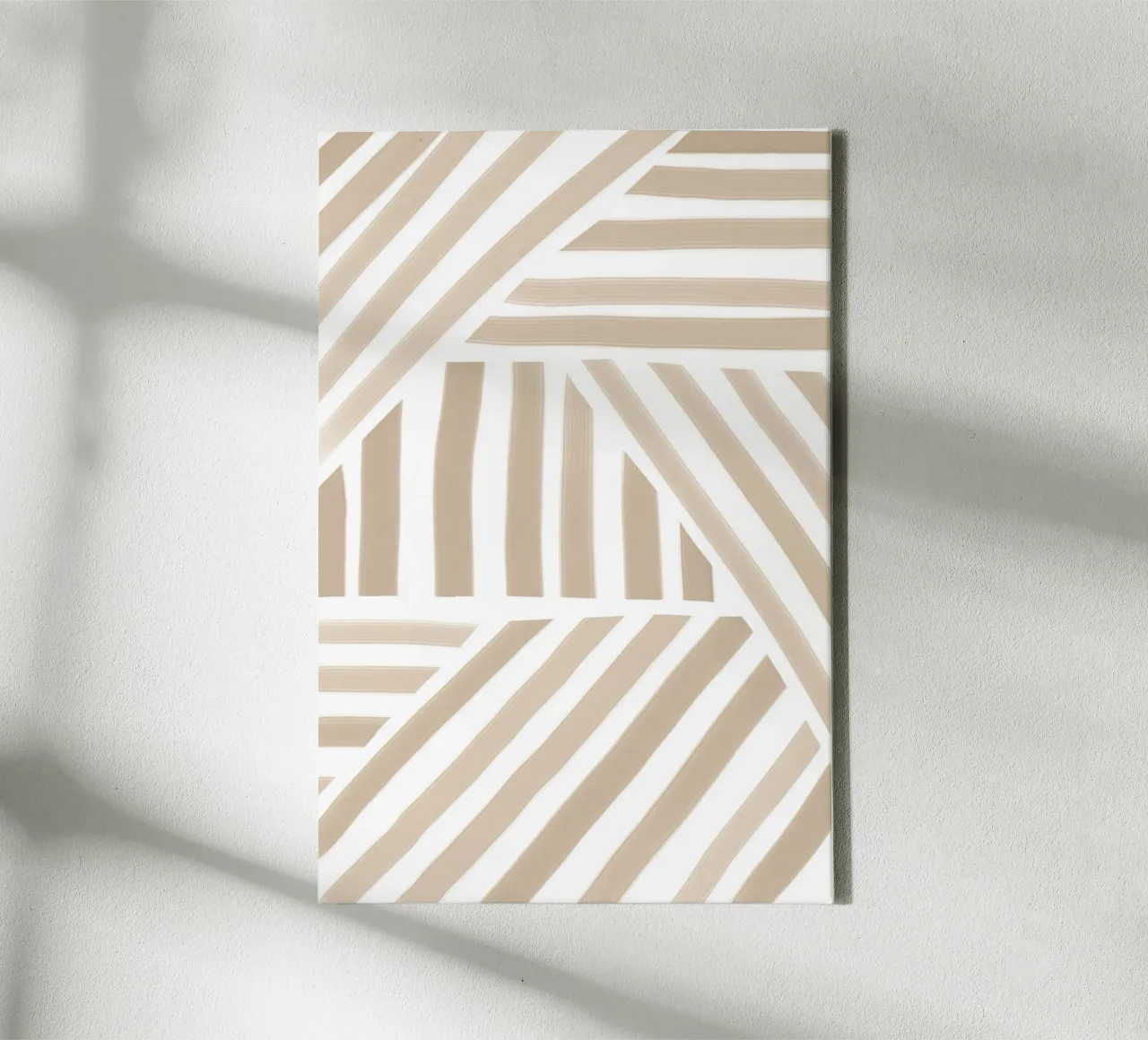 Motif abstrait à rayures géométriques beige et blanc toile de Melloi Art Print