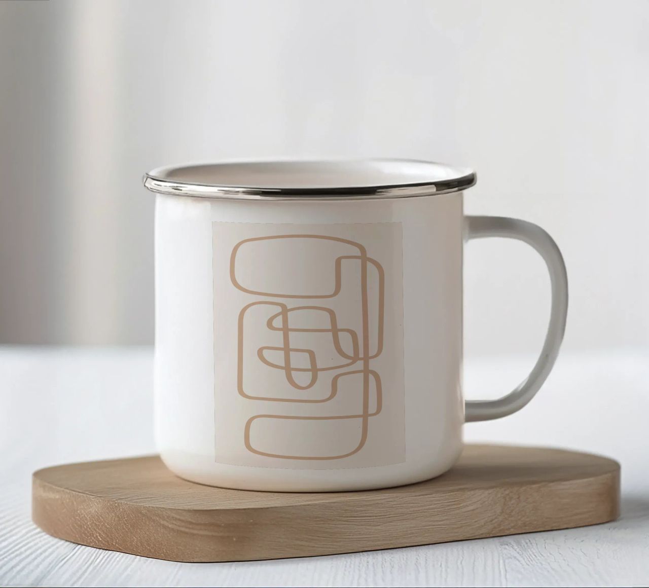 Disegno lineare astratto tazza in smalto da Melloi Art Print