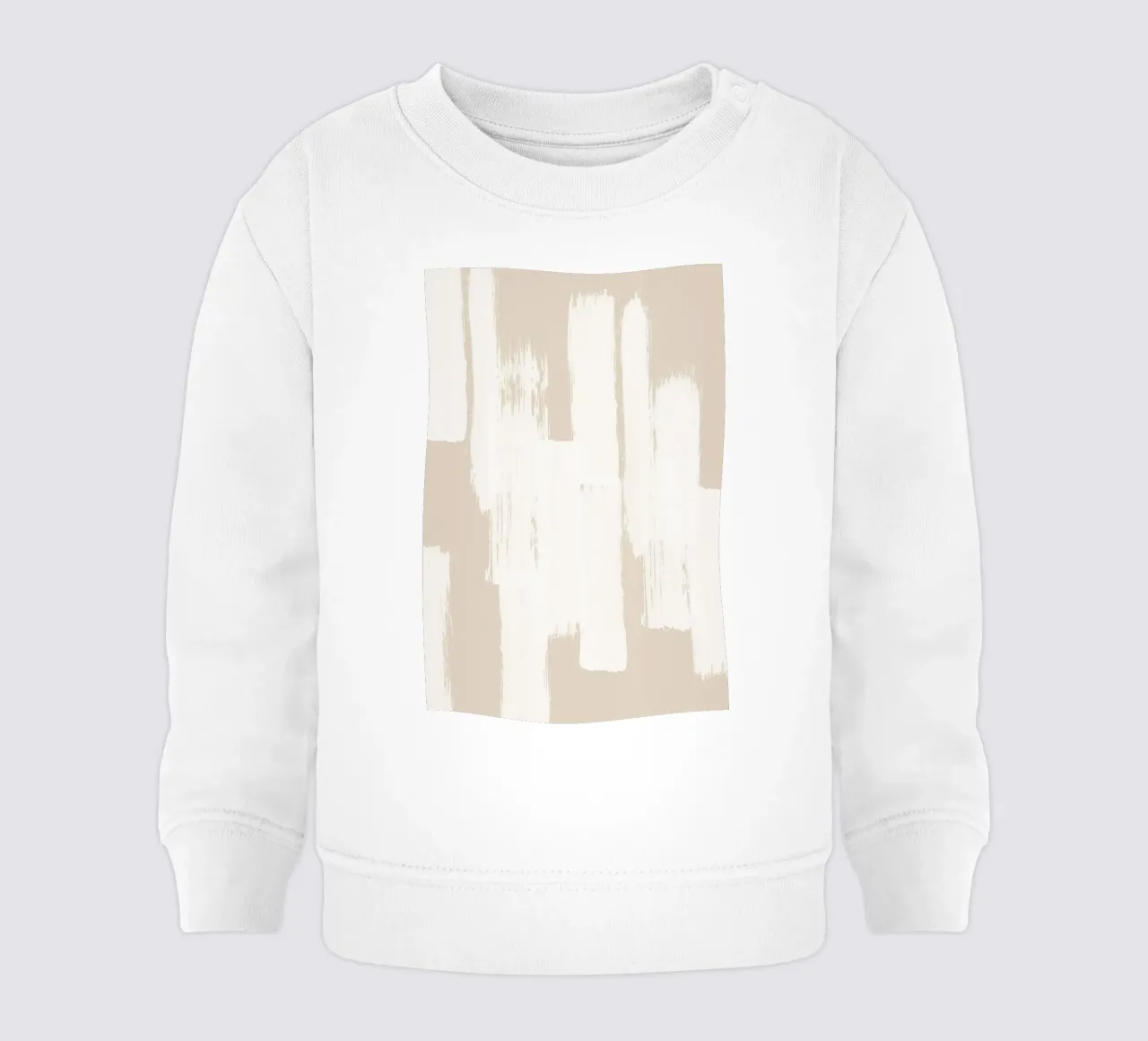 Beige e bianco, motivo astratto a pennello felpa neonato da Melloi Art Print