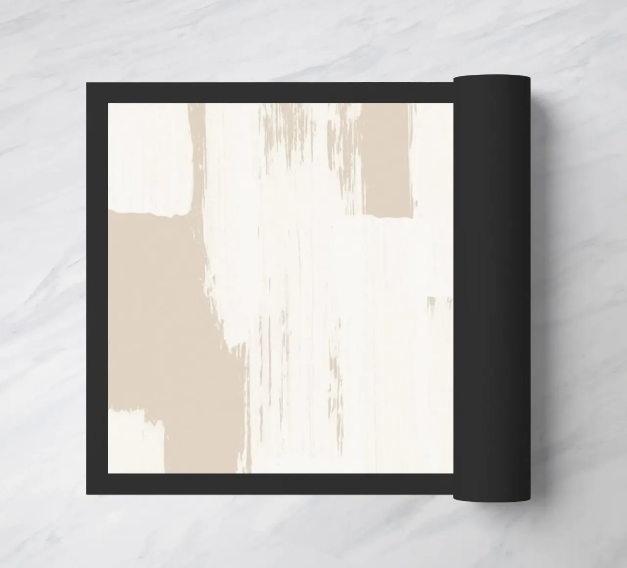 Beige and White Abstract Brush Stroke Pattern doormat by Melloi Art Print