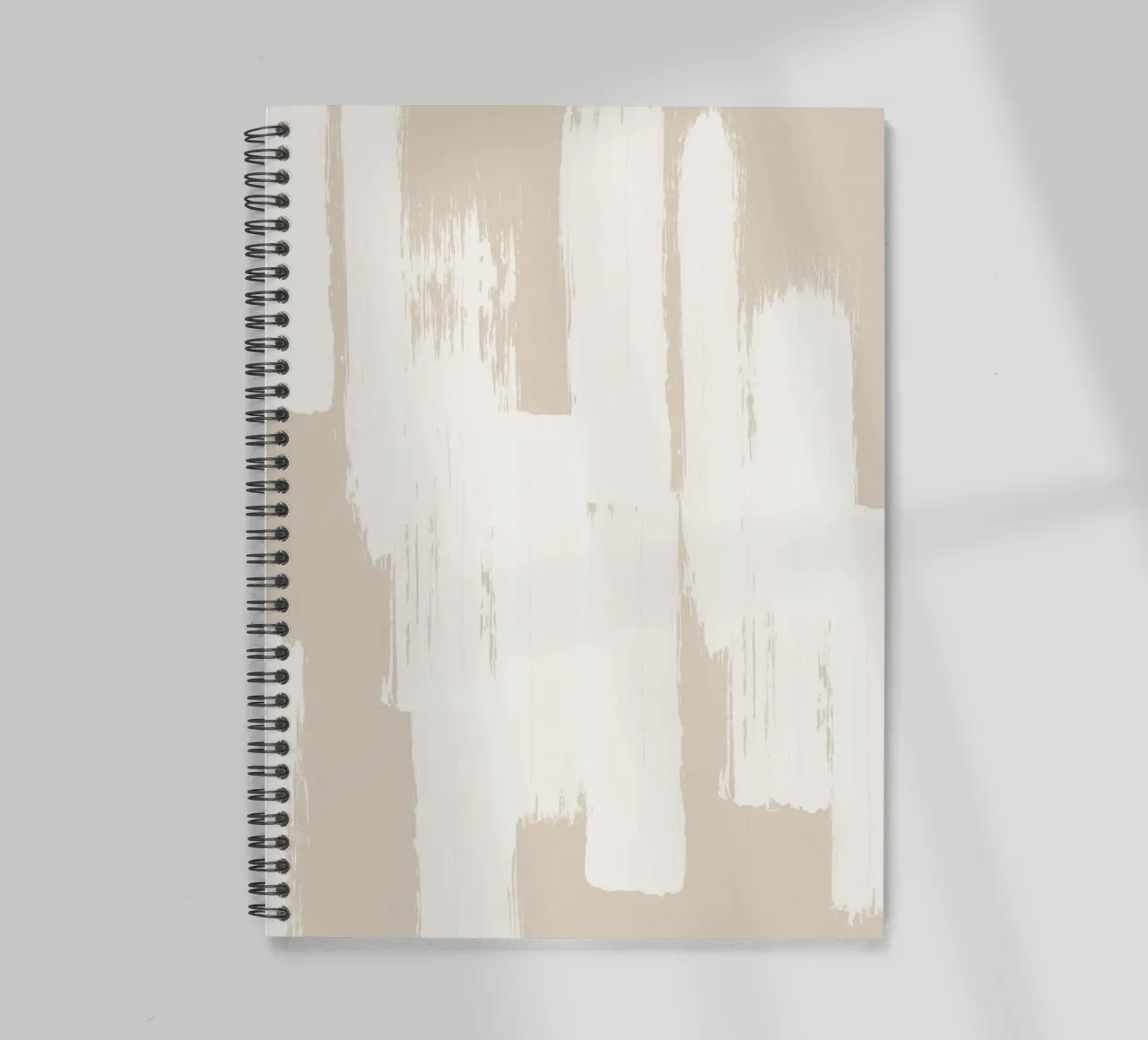 Beige and White Abstract Brush Stroke Pattern spiral notebook by Melloi Art Print