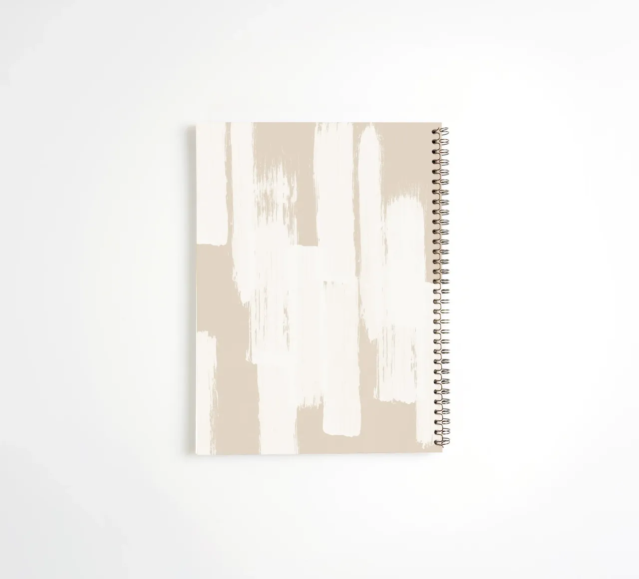 Beige and White Abstract Brush Stroke Pattern spiral notebook by Melloi Art Print