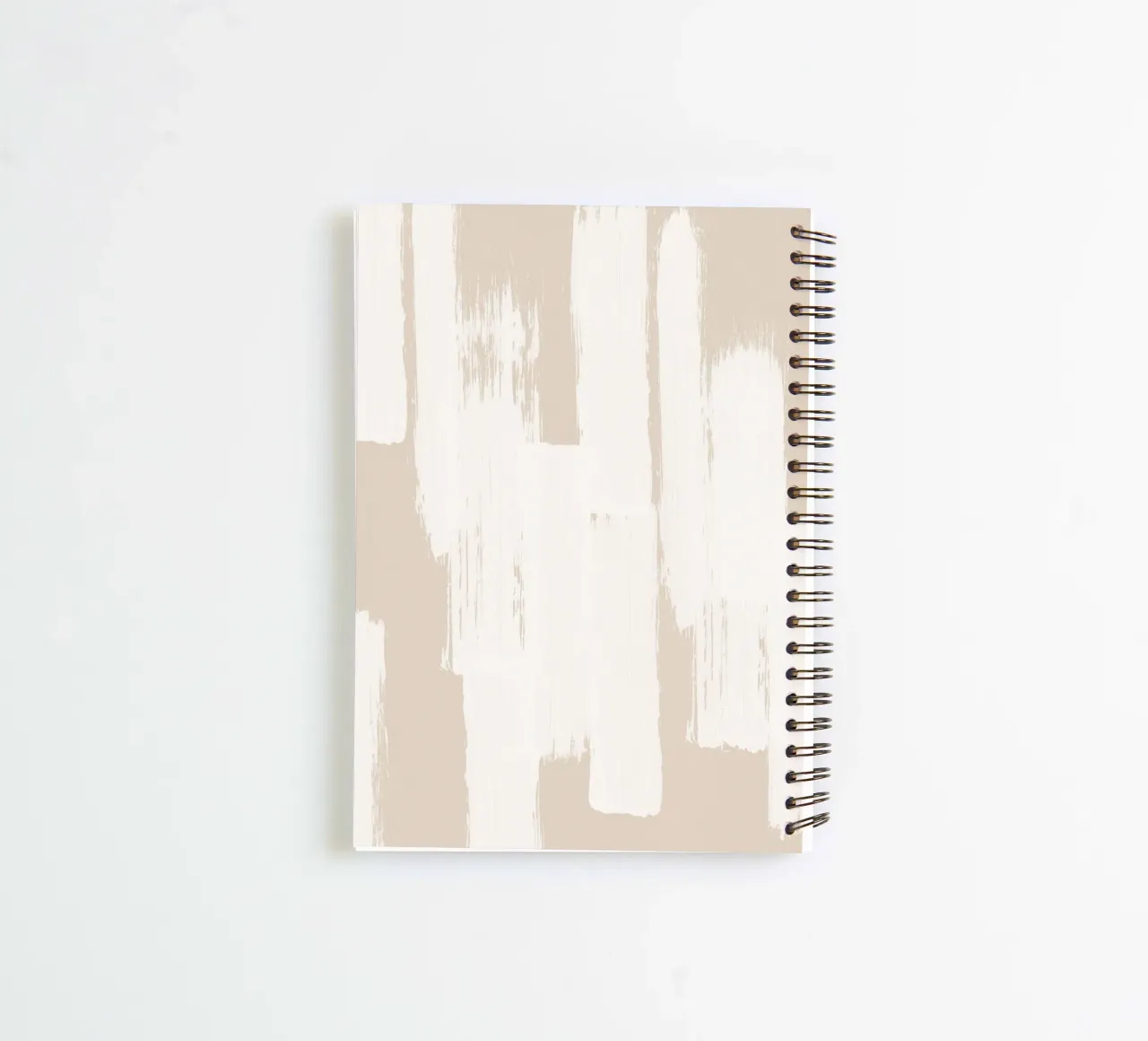 Beige and White Abstract Brush Stroke Pattern spiral notebook by Melloi Art Print