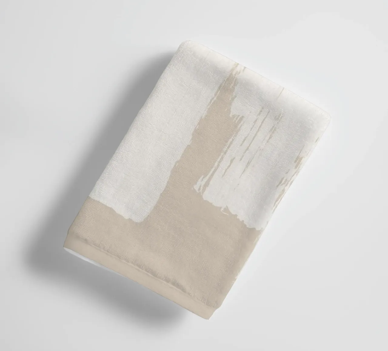 Beige and White Abstract Brush Stroke Pattern towel by Melloi Art Print