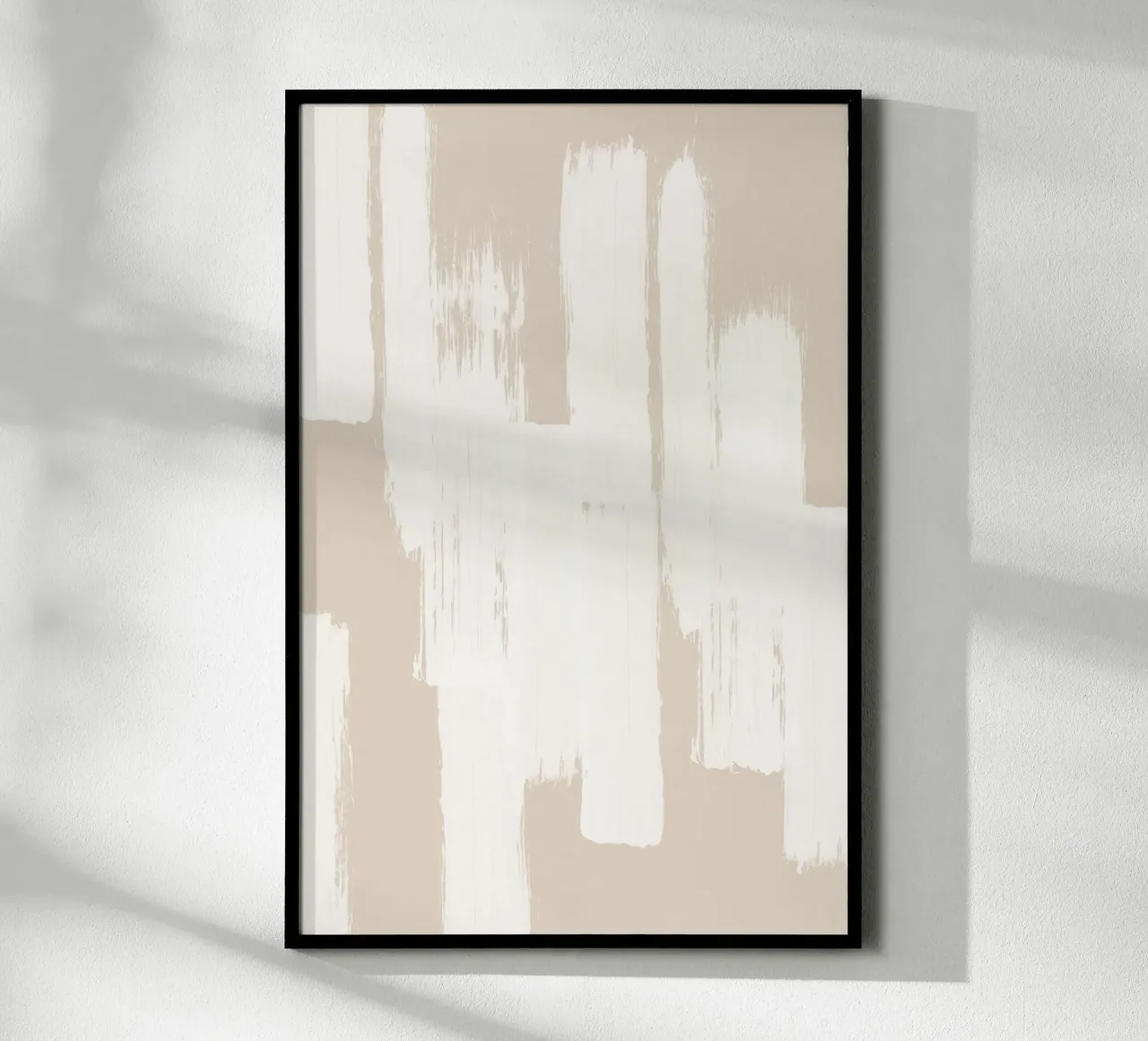 Beige and White Abstract Brush Stroke Pattern poster by Melloi Art Print