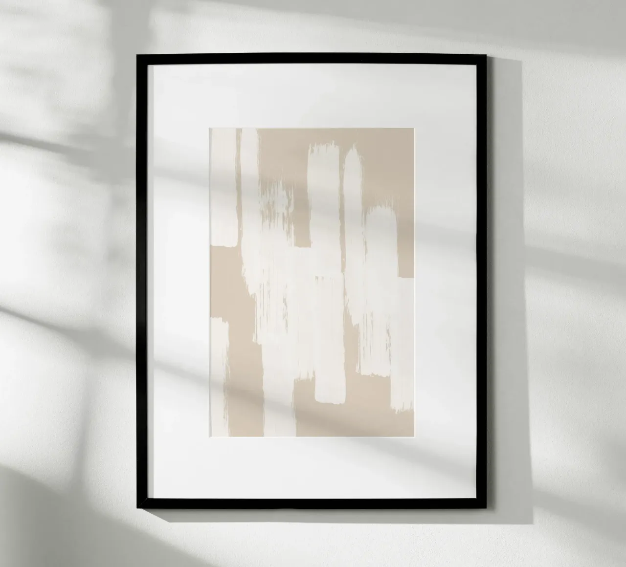 Beige and White Abstract Brush Stroke Pattern poster by Melloi Art Print