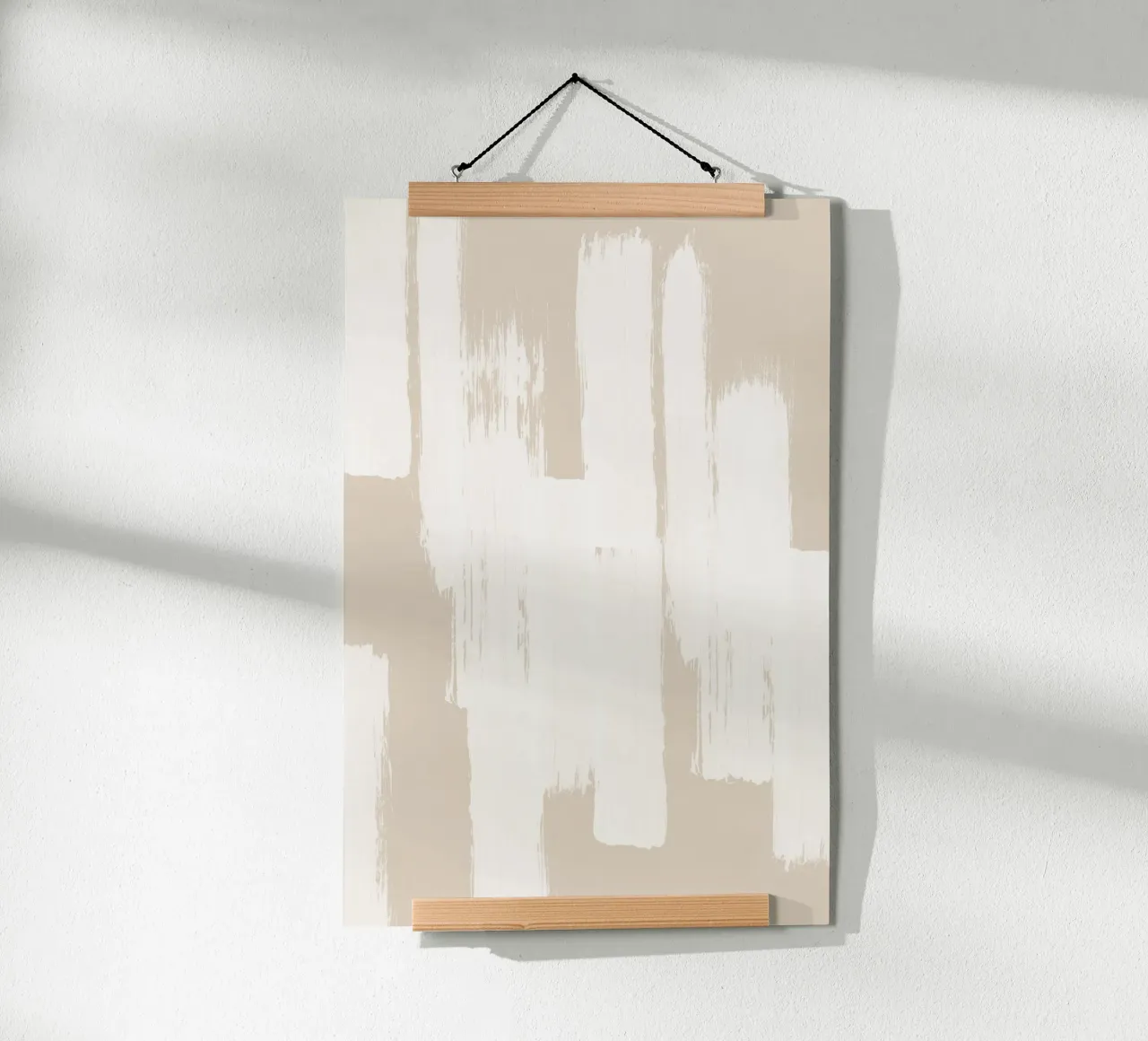 Beige and White Abstract Brush Stroke Pattern poster by Melloi Art Print