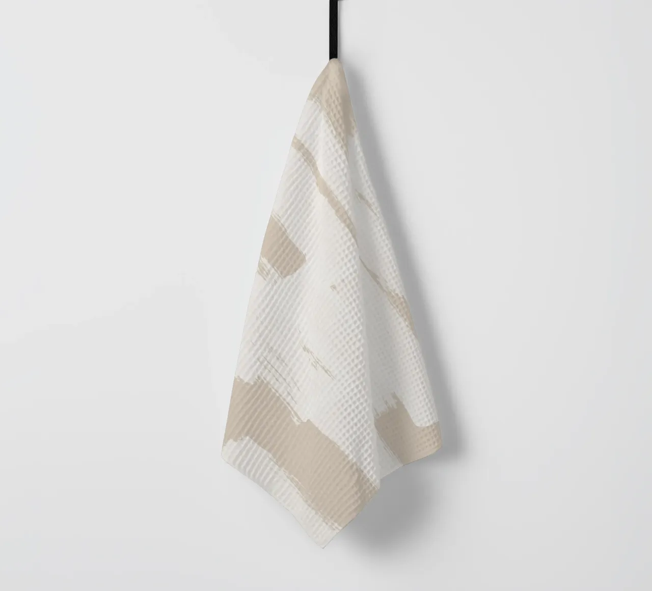 Beige and White Abstract Brush Stroke Pattern tea towel by Melloi Art Print