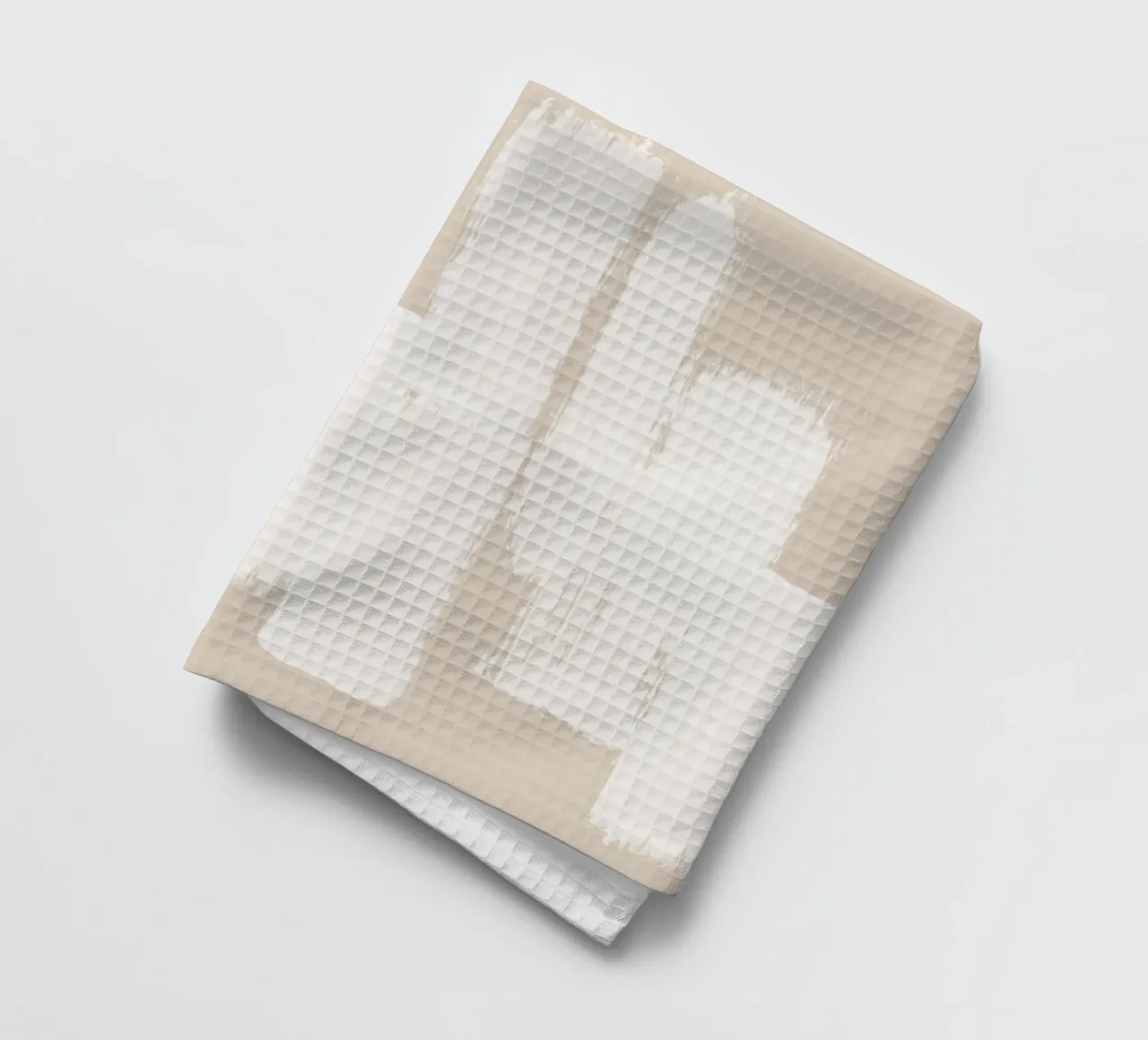 Beige and White Abstract Brush Stroke Pattern tea towel by Melloi Art Print