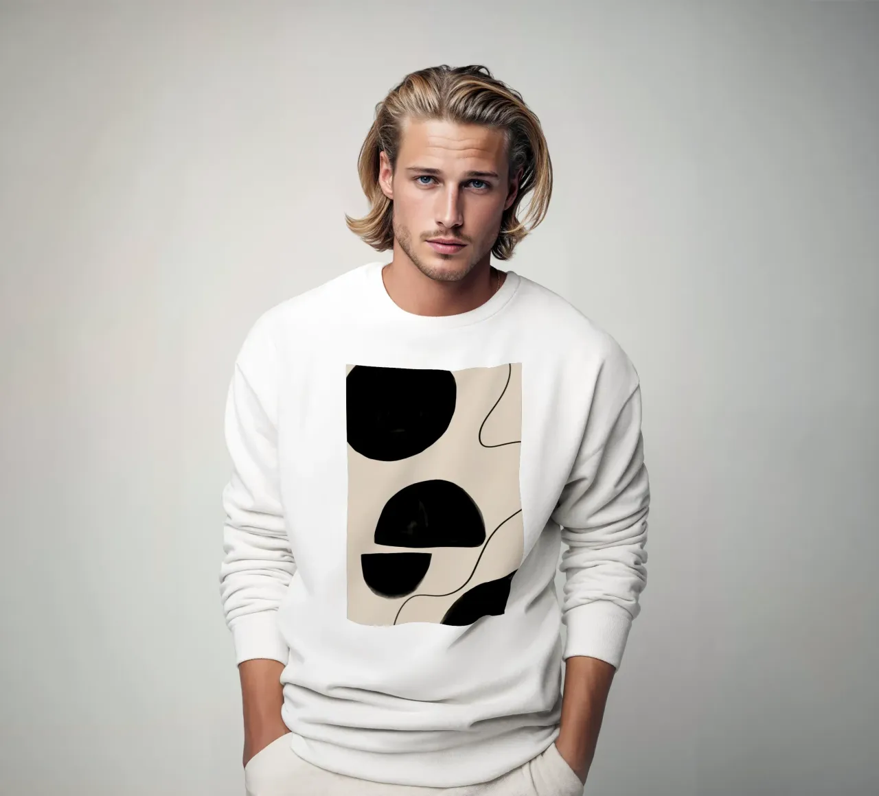 Abstract Geometric Design on Beige Background sweatshirt by Melloi Art Print
