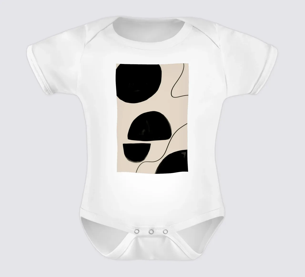 Abstraktes geometrisches Design auf beigem Hintergrund Kurzarm Babybody von Melloi Art Print