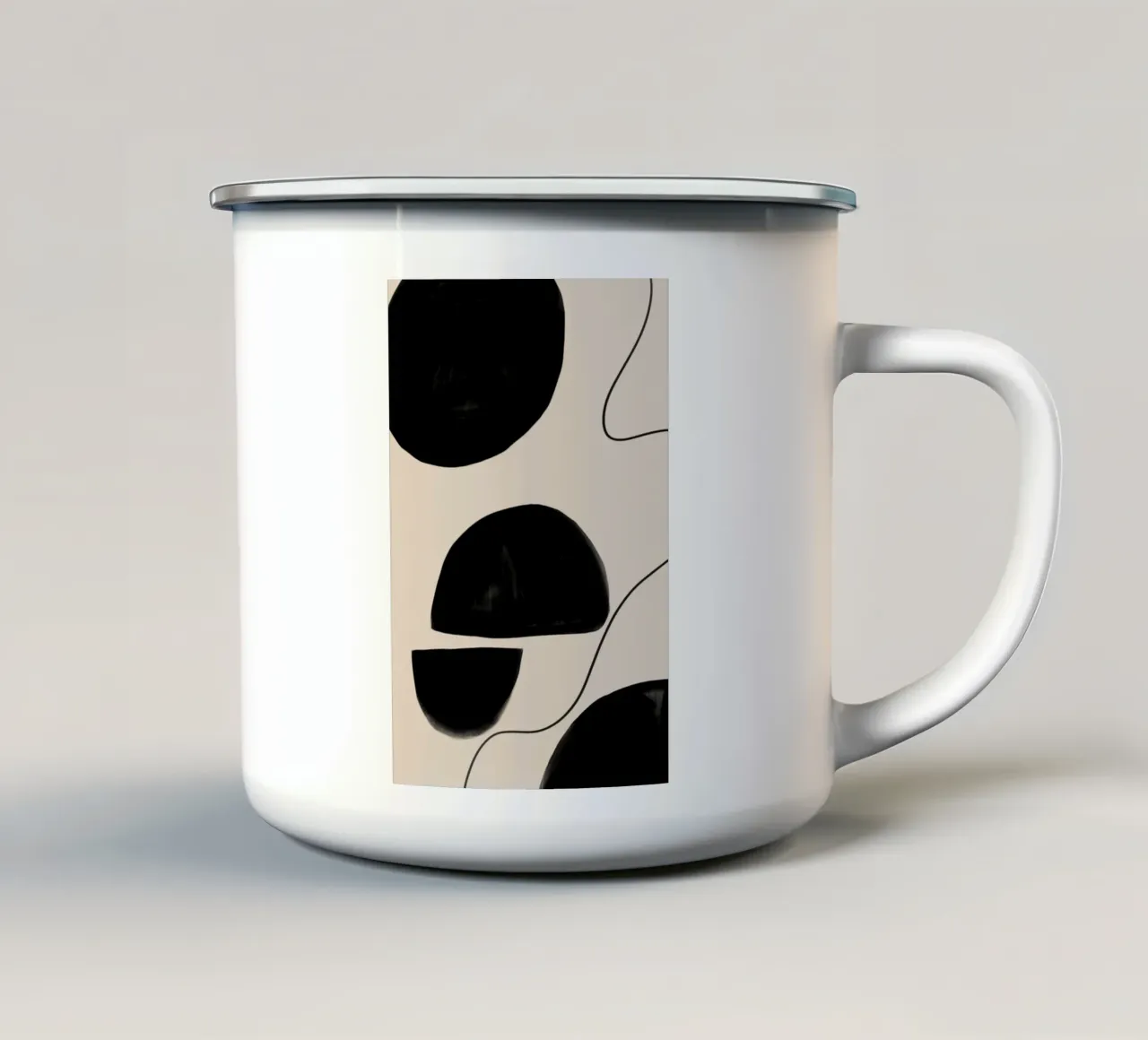 Abstract geometrisch ontwerp op beige achtergrond emaille mok van Melloi Art Print