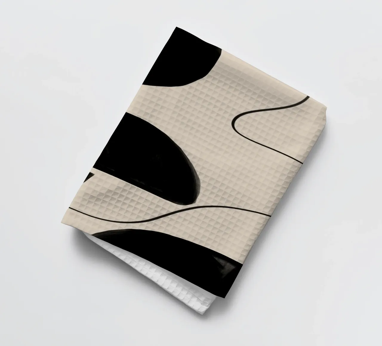 Abstraktes geometrisches Design auf beigem Hintergrund Geschirrtuch von Melloi Art Print