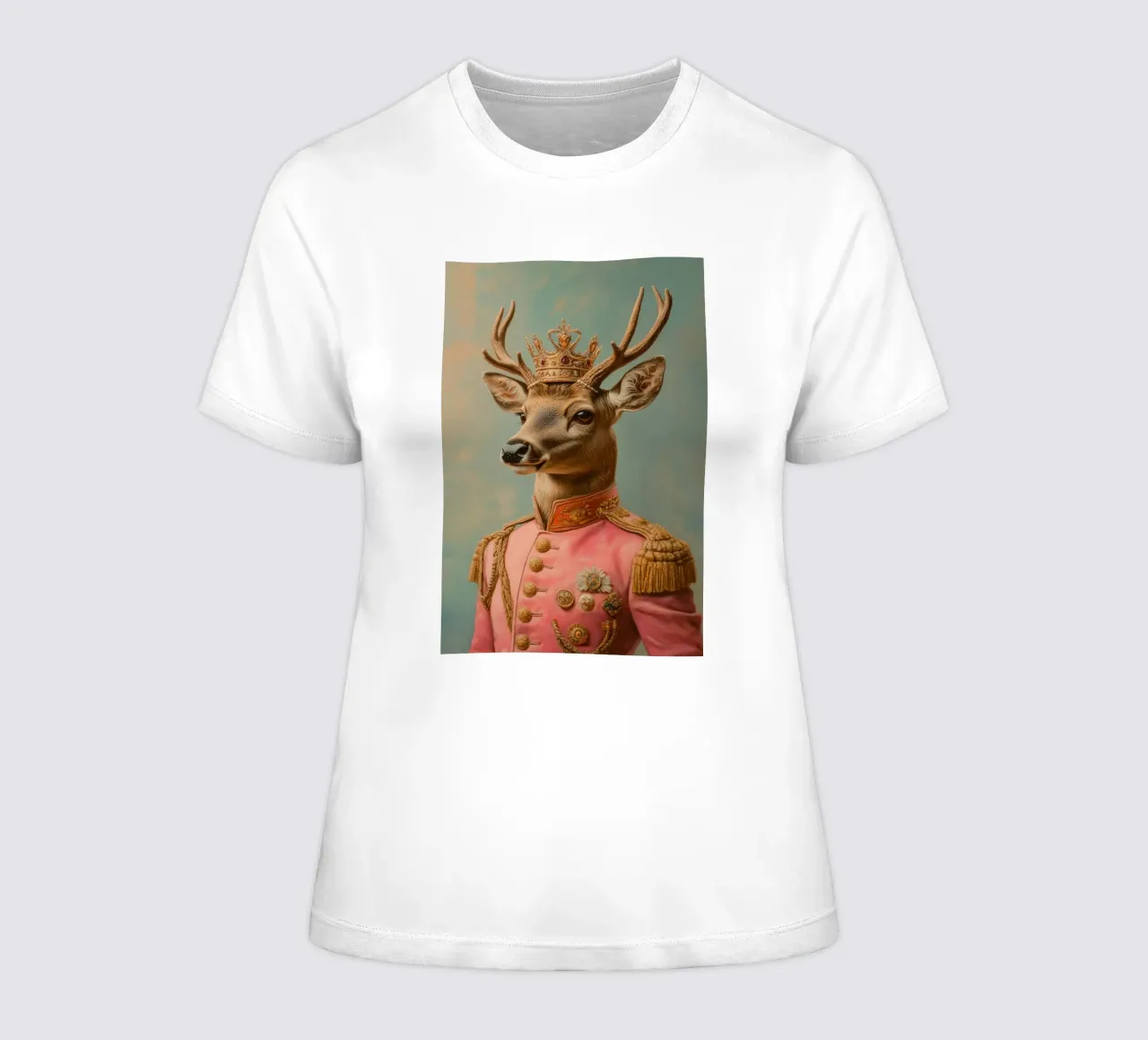 Porträt pinke Hirsch mit Krone Frauen T-Shirt von Carinaprint