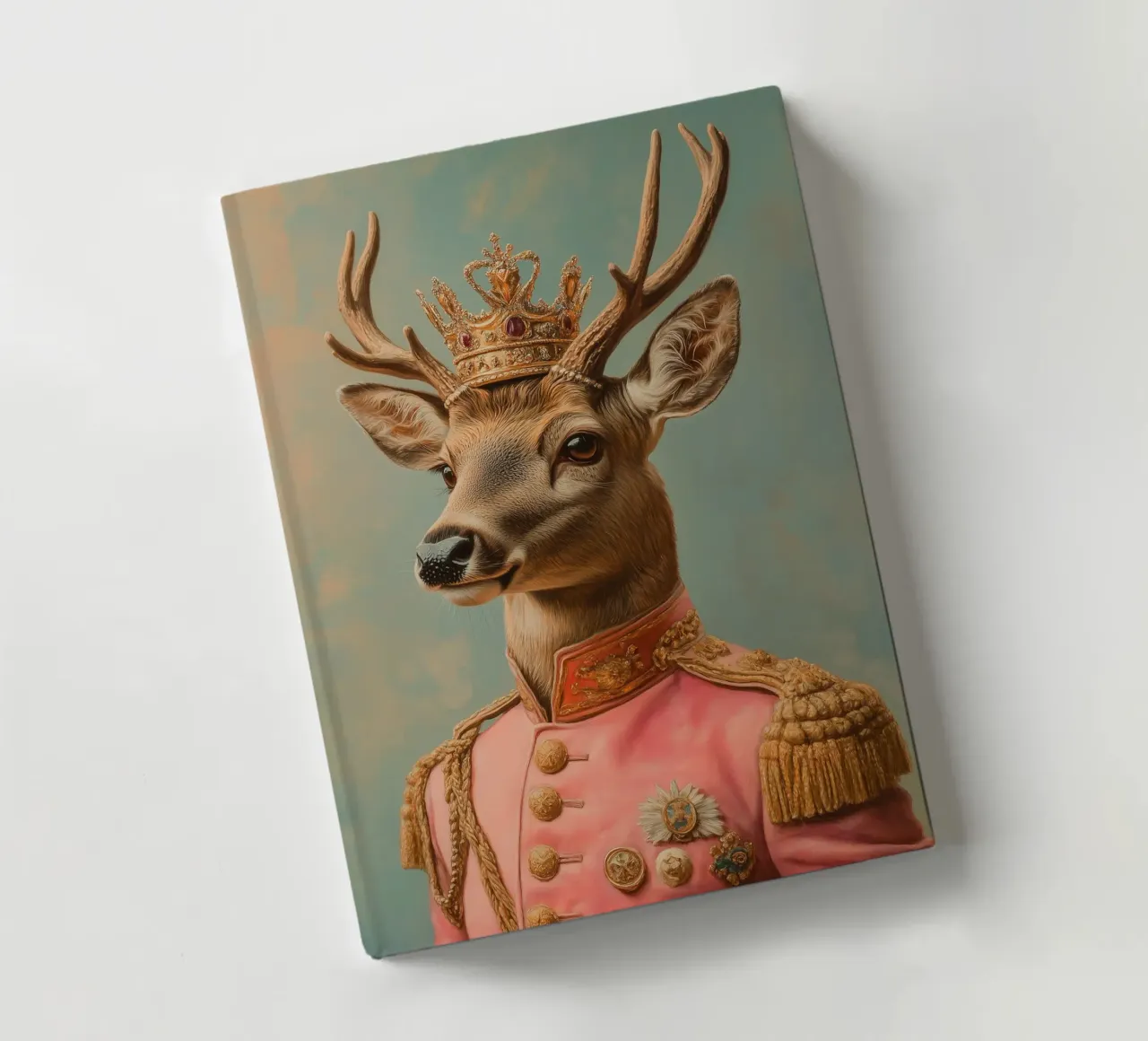 Portrait d'un cerf rose avec une couronne carnet de notes de Carinaprint
