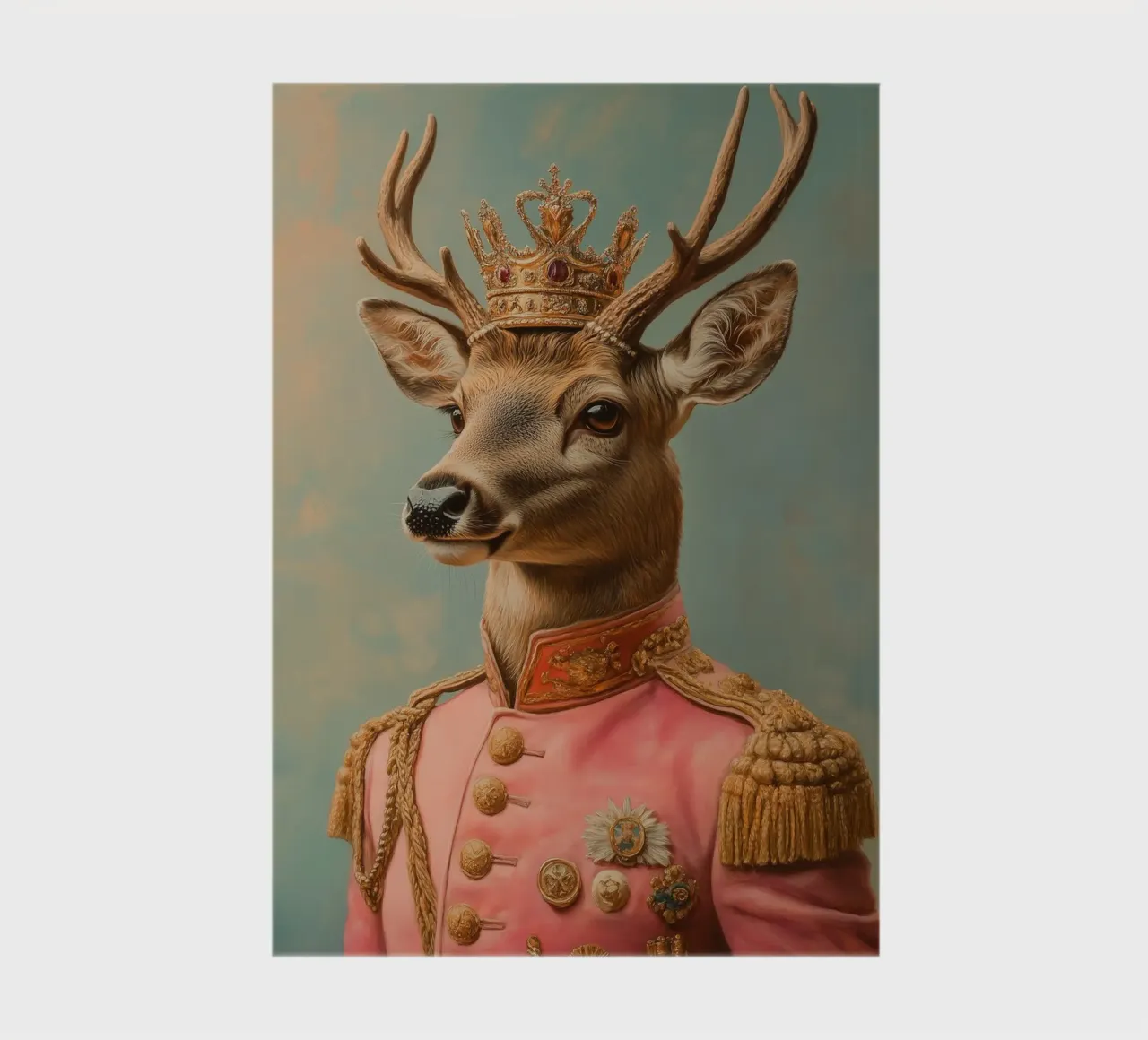 Portrait d'un cerf rose avec une couronne carnet de notes de Carinaprint