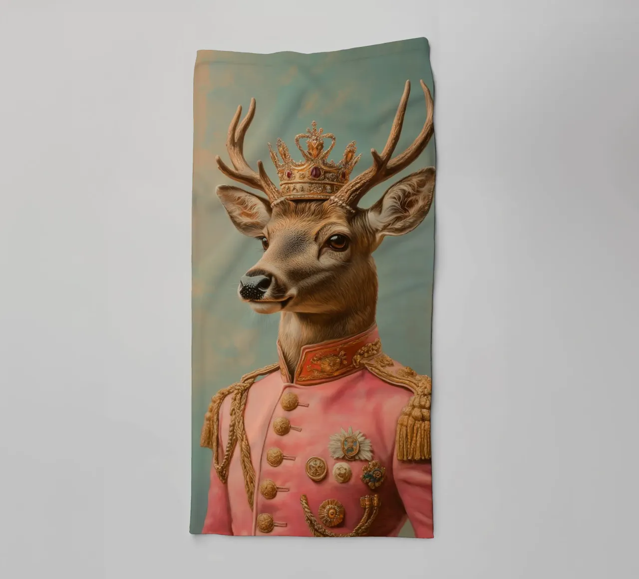 Portrait d'un cerf rose avec une couronne serviette de bain de Carinaprint