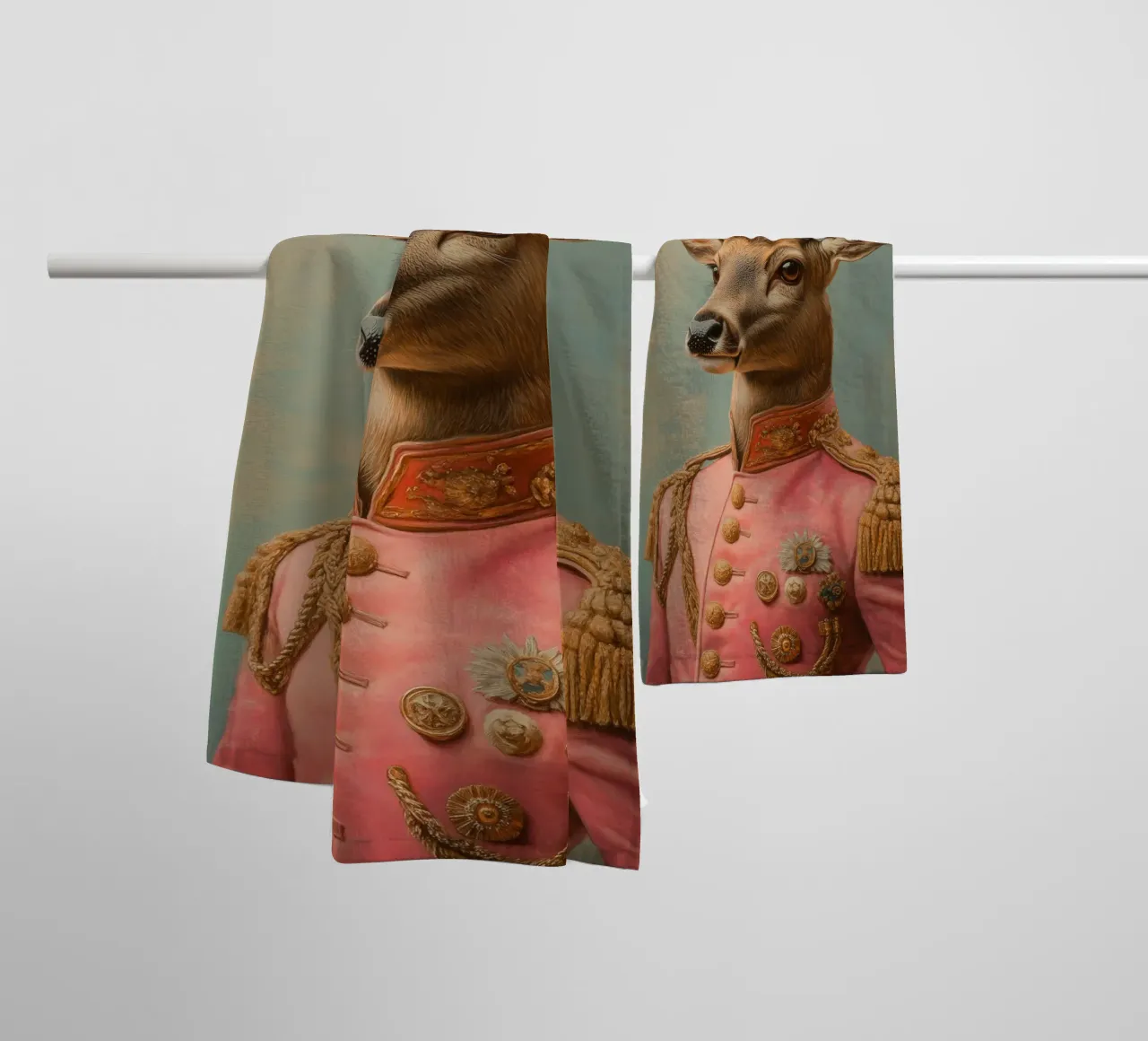 Portrait d'un cerf rose avec une couronne serviette de bain de Carinaprint