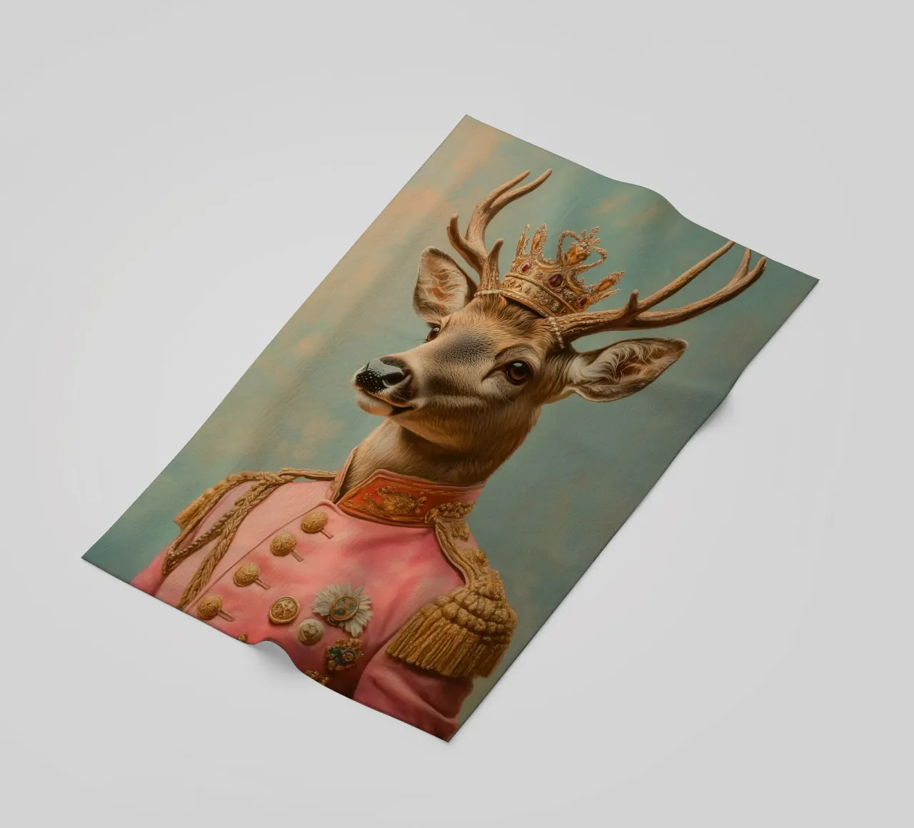 Portrait d'un cerf rose avec une couronne serviette de plage de Carinaprint
