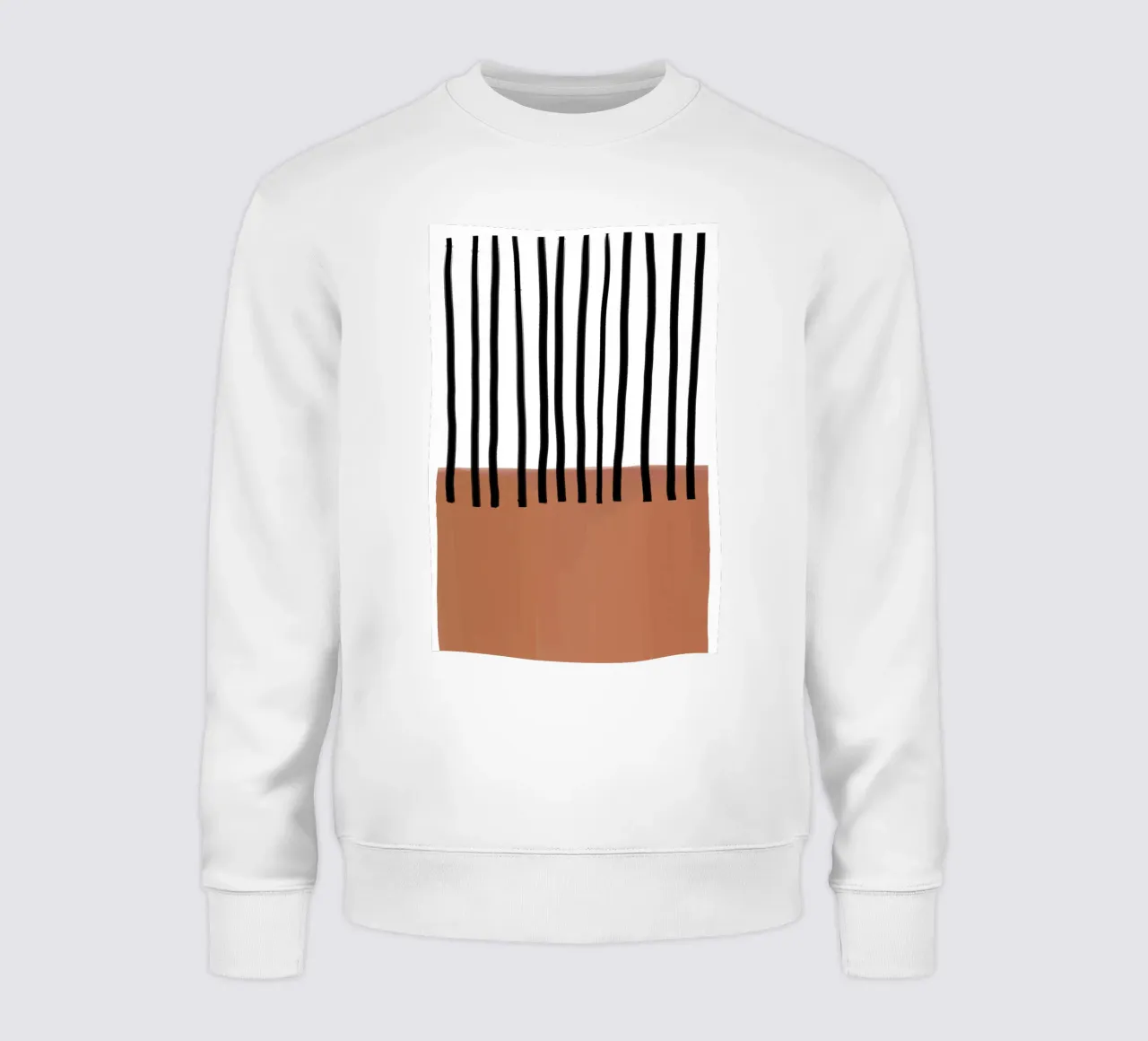 Abstracte verticale lijnen en bruin rechthoekig ontwerp sweatshirt van Melloi Art Print