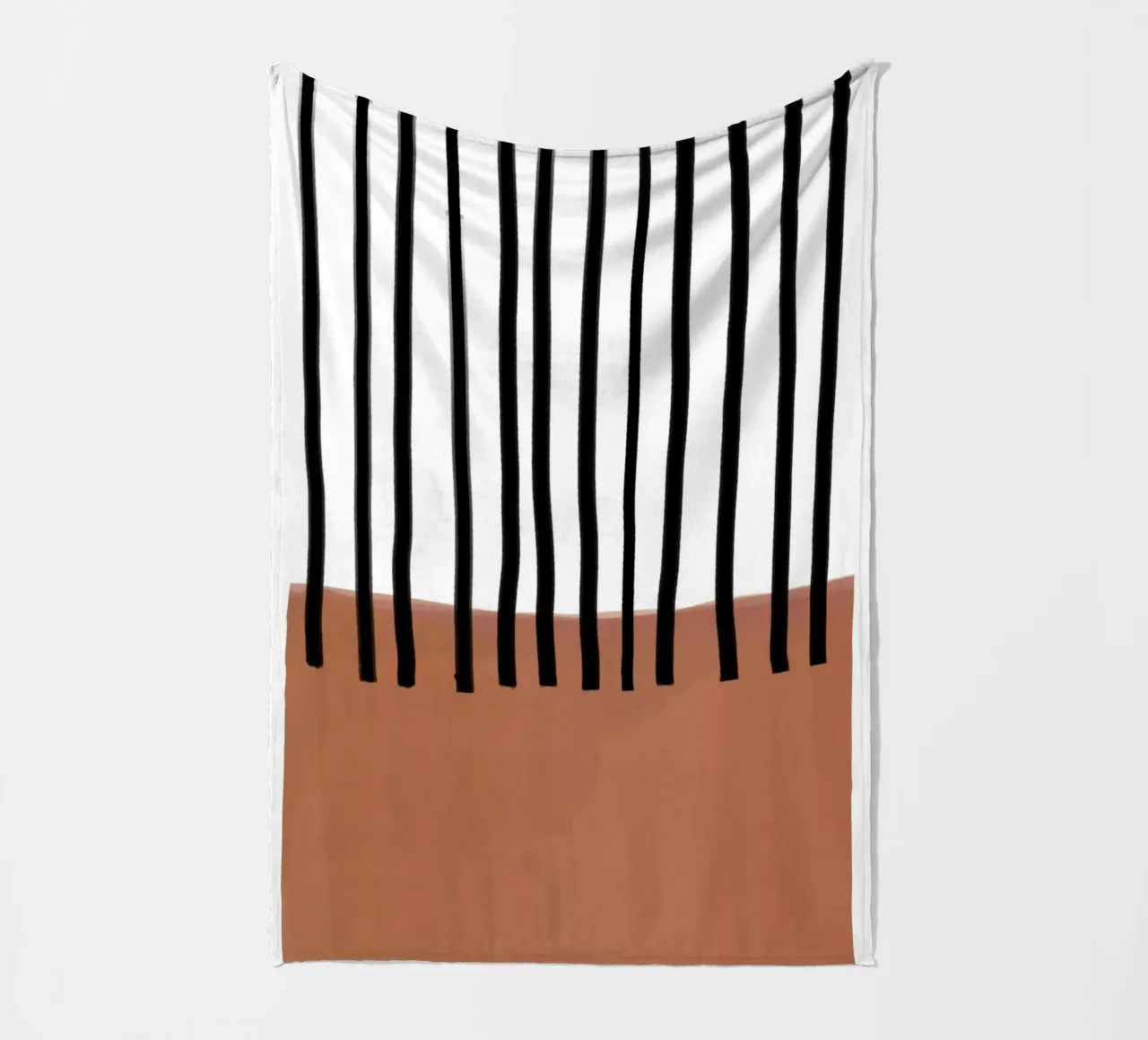 Abstract Vertical Lines and Brown Rectangular Design fleece blanket by Melloi Art Print