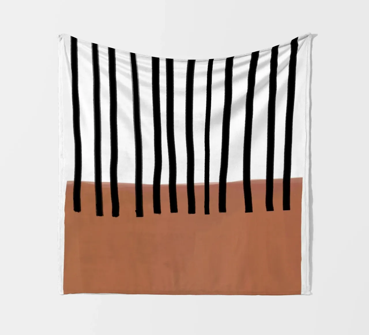 Líneas verticales abstractas y diseño rectangular marrón manta de franela de Melloi Art Print