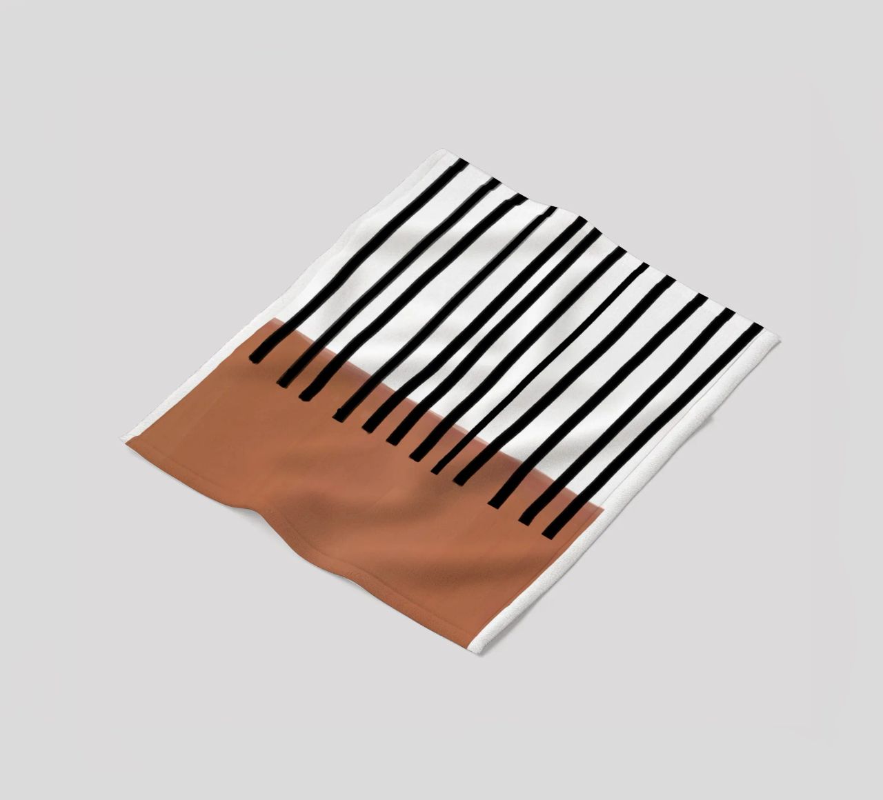 Linee verticali astratte e design rettangolare marrone coperta in pile da Melloi Art Print