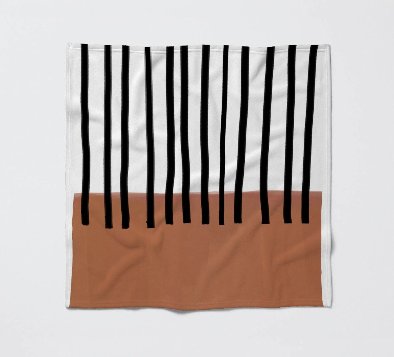 Linee verticali astratte e design rettangolare marrone coperta in pile da Melloi Art Print