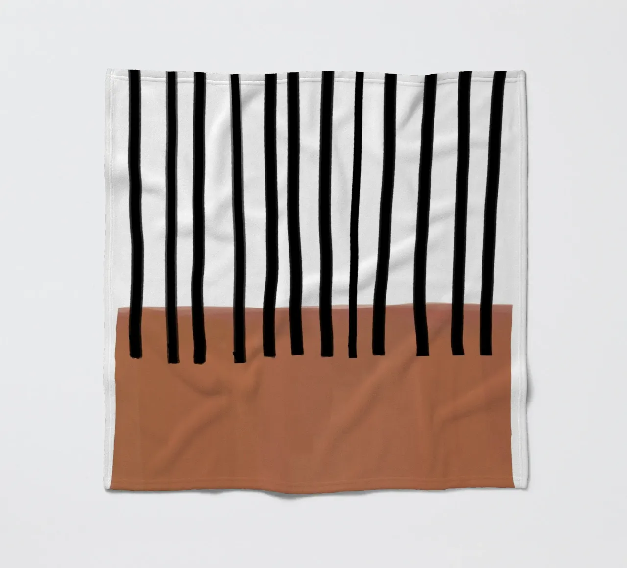Abstract Vertical Lines and Brown Rectangular Design fleece blanket by Melloi Art Print