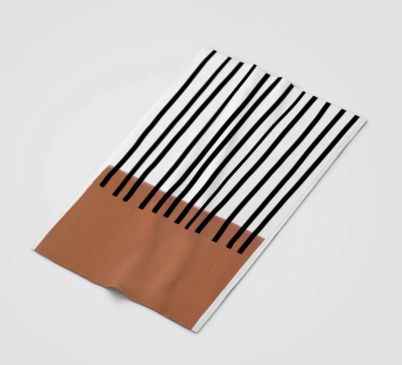 Linee verticali astratte e design rettangolare marrone coperta in pile da Melloi Art Print