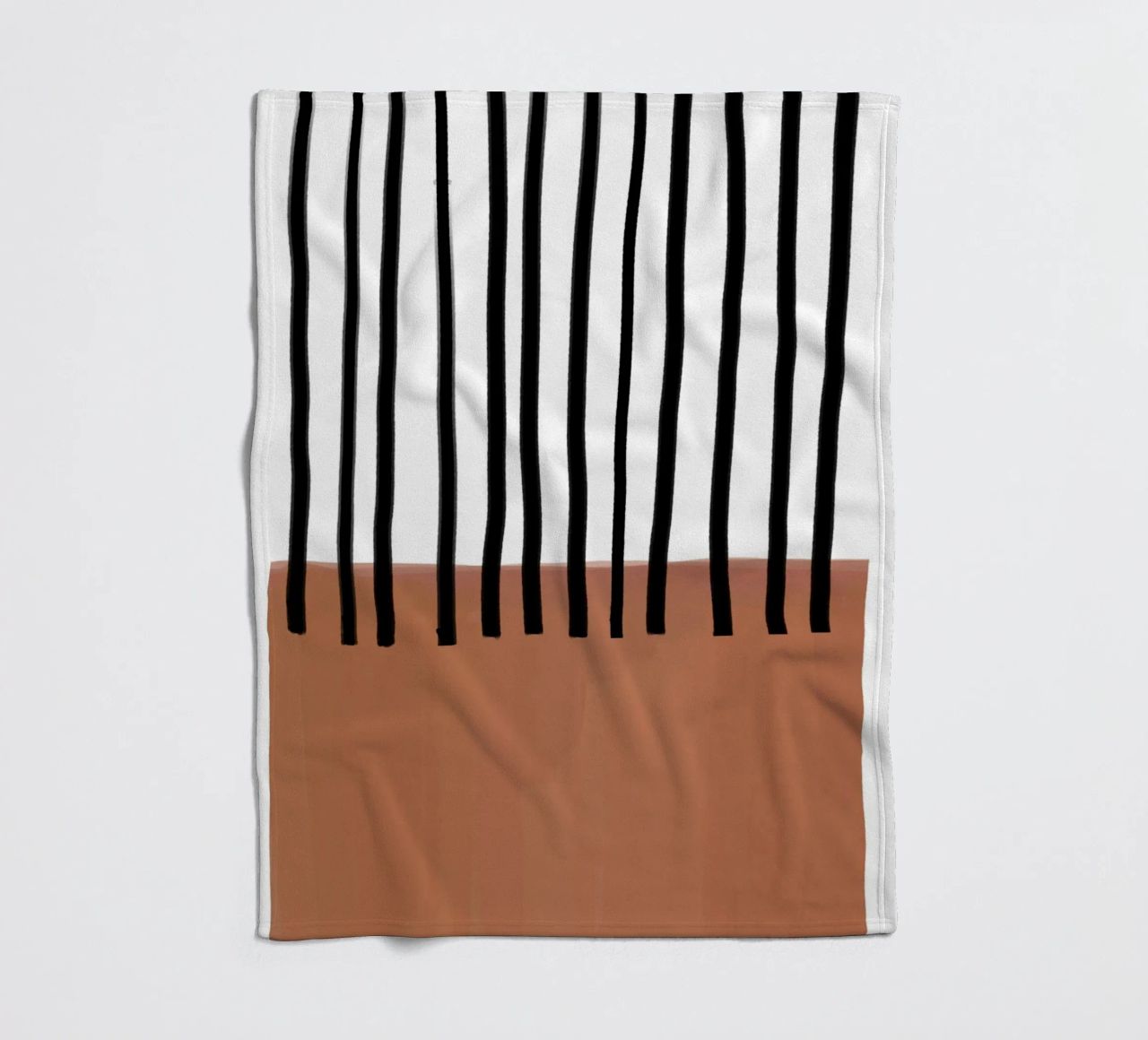 Linee verticali astratte e design rettangolare marrone coperta in pile da Melloi Art Print