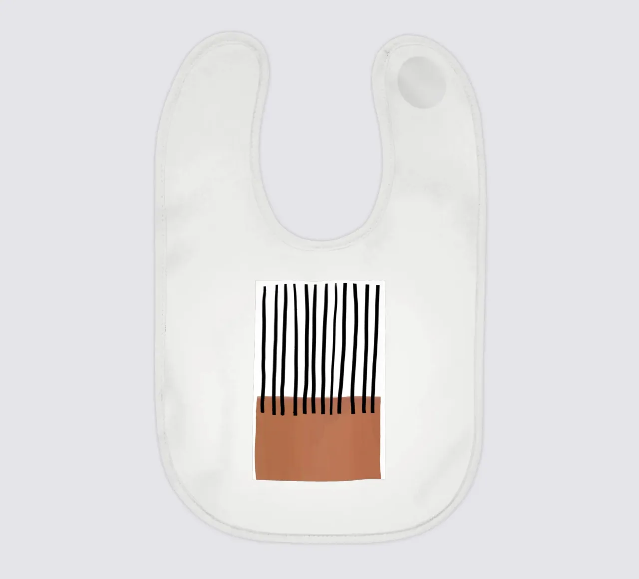 Abstract Vertical Lines and Brown Rectangular Design baby bib by Melloi Art Print