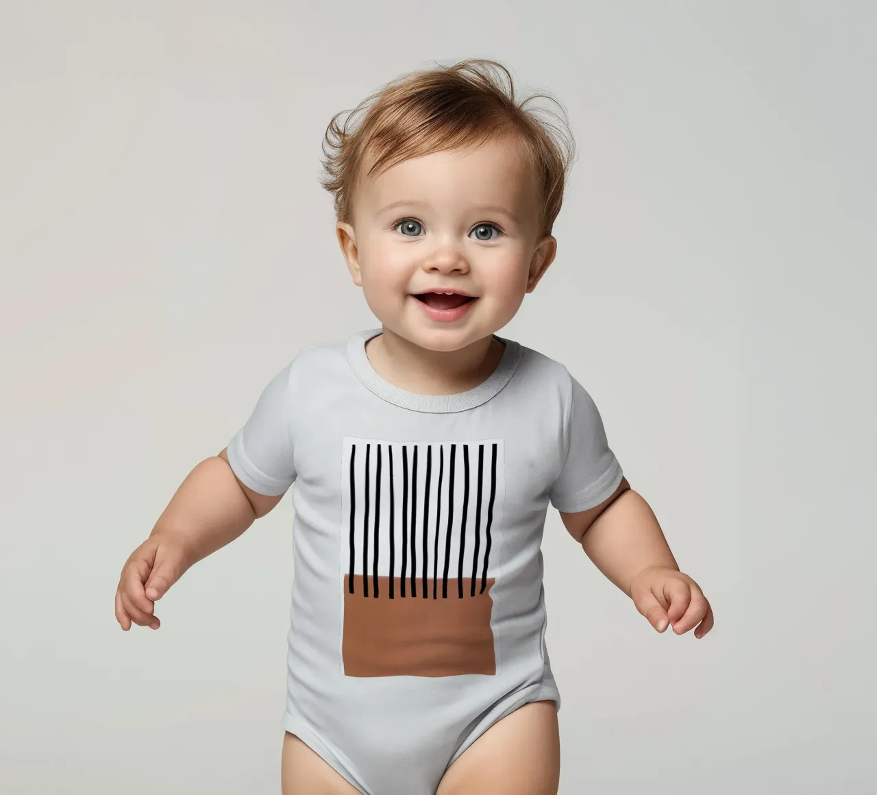 Abstract Vertical Lines and Brown Rectangular Design short-sleeve baby romper by Melloi Art Print