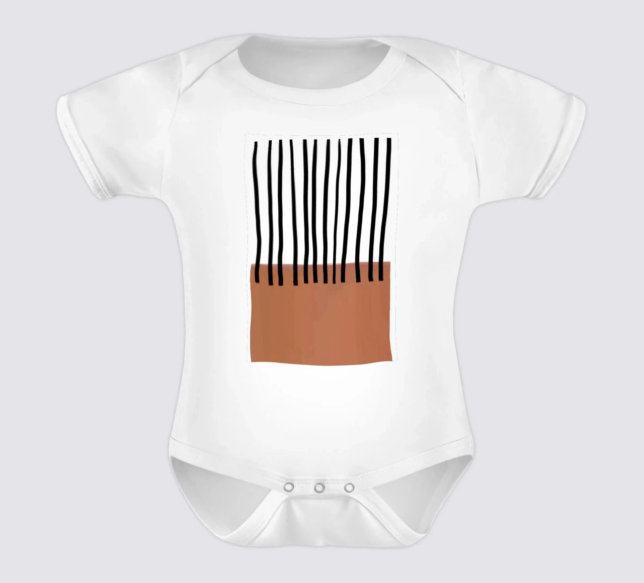 Linee verticali astratte e design rettangolare marrone body neonato maniche corte da Melloi Art Print