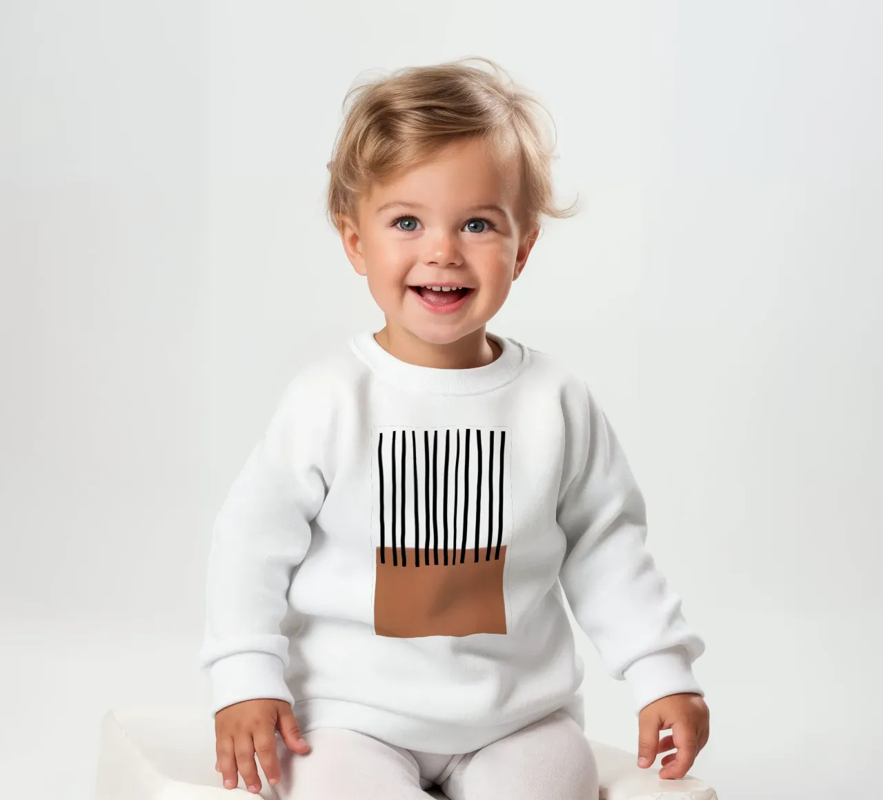 Abstrakte vertikale Linien und braunes rechteckiges Design Baby Sweatshirt von Melloi Art Print