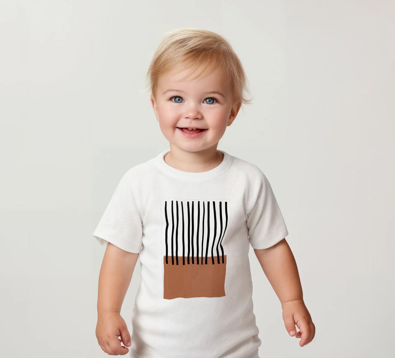 Linee verticali astratte e design rettangolare marrone maglietta neonato da Melloi Art Print