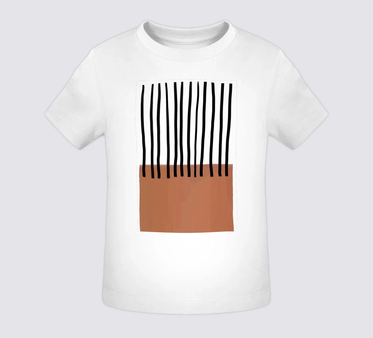 Linee verticali astratte e design rettangolare marrone maglietta neonato da Melloi Art Print