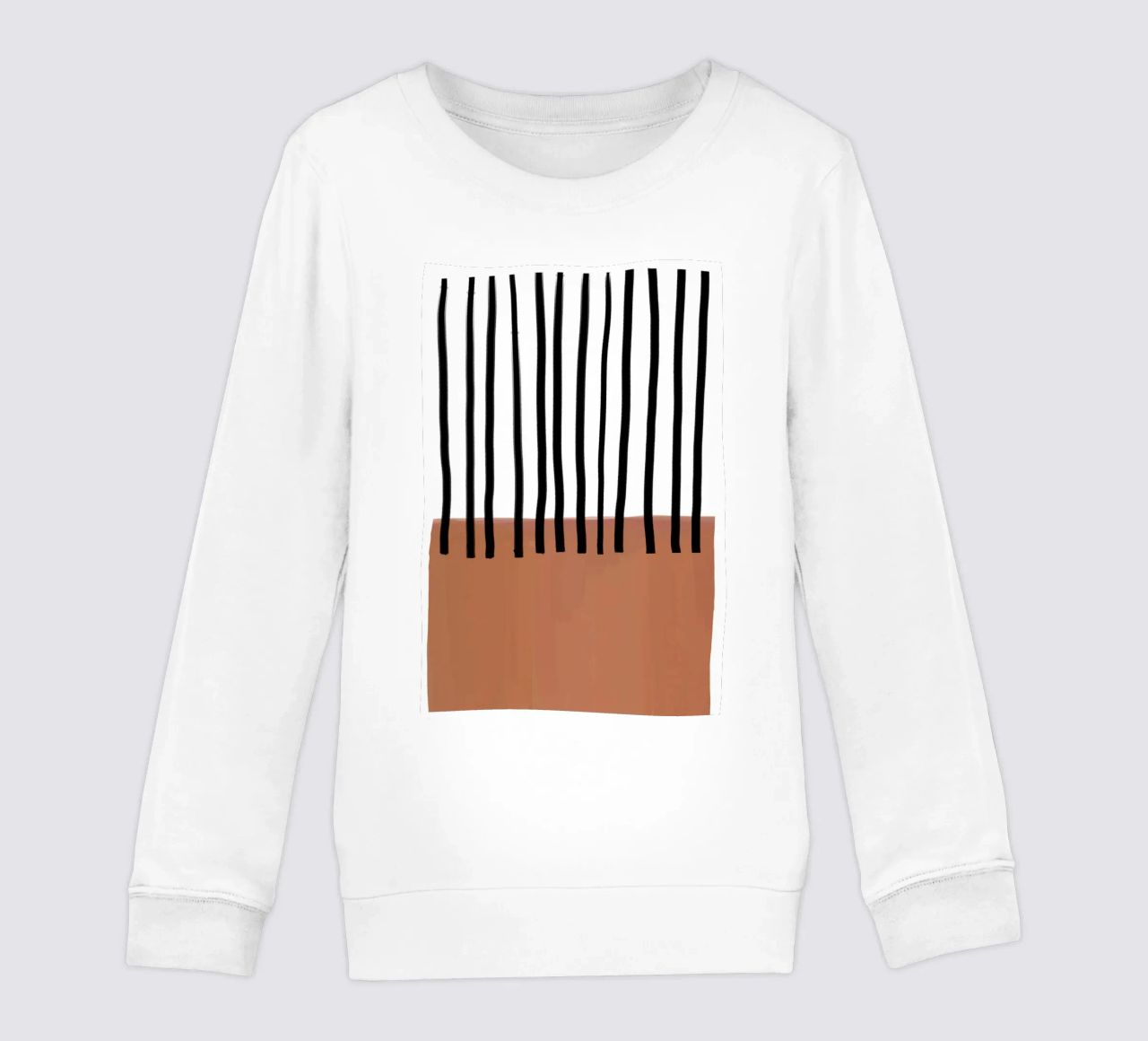 Linee verticali astratte e design rettangolare marrone felpa bambino da Melloi Art Print