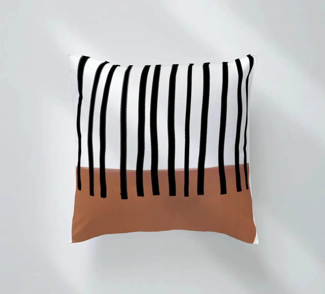 Linee verticali astratte e design rettangolare marrone cuscino da Melloi Art Print