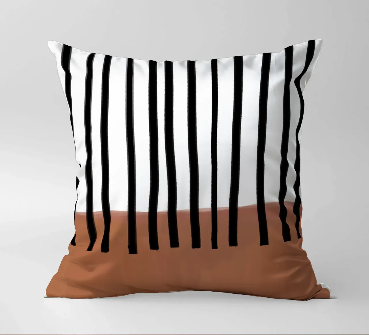 Linee verticali astratte e design rettangolare marrone cuscino da Melloi Art Print