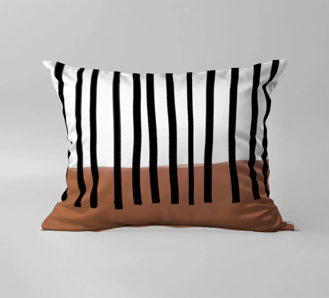 Linee verticali astratte e design rettangolare marrone cuscino da Melloi Art Print