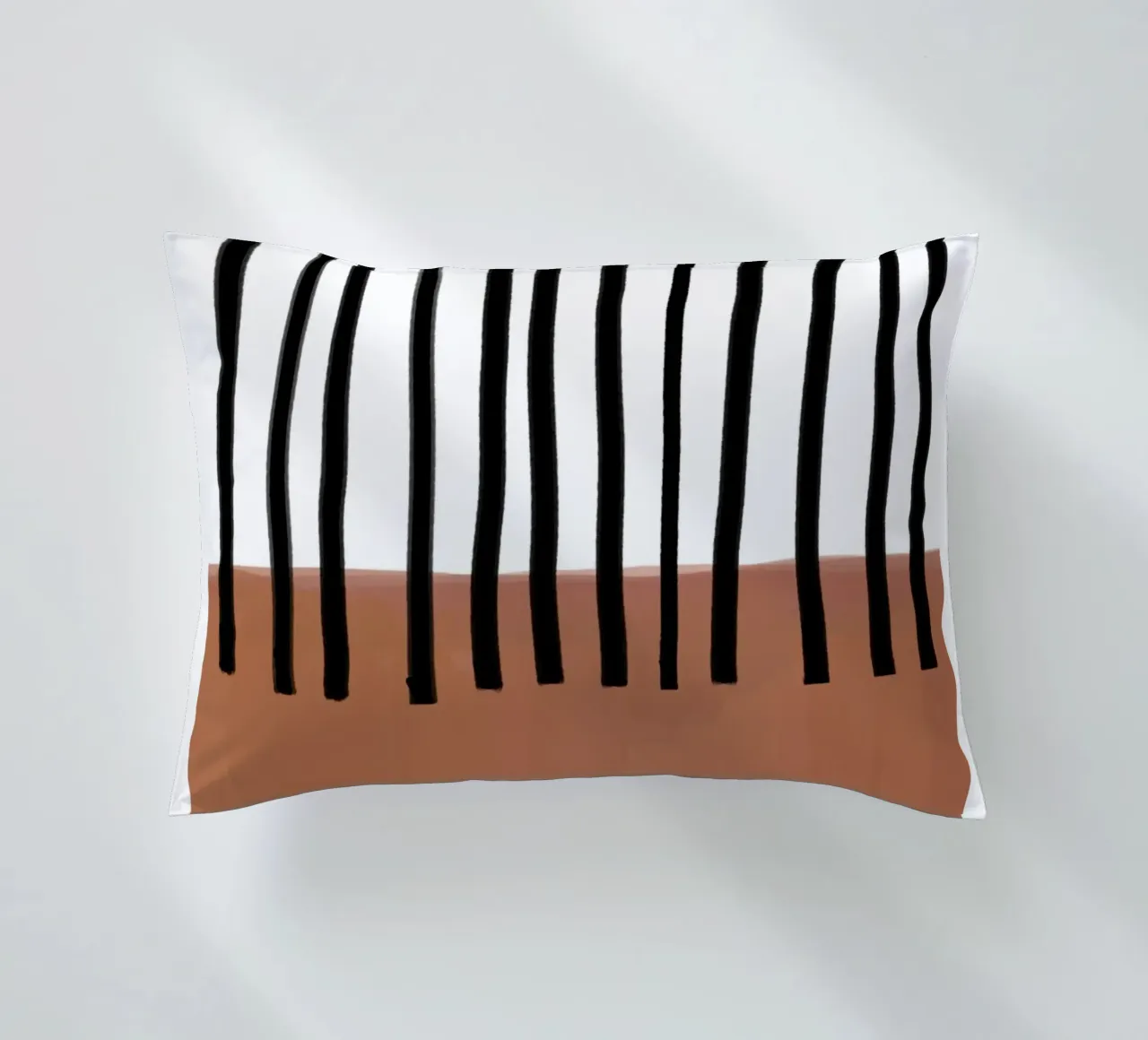 Linee verticali astratte e design rettangolare marrone cuscino da Melloi Art Print