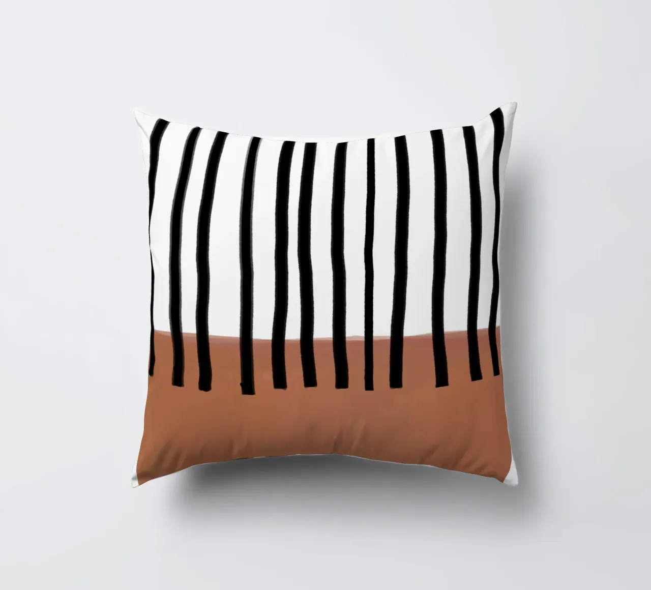 Linee verticali astratte e design rettangolare marrone cuscino da Melloi Art Print