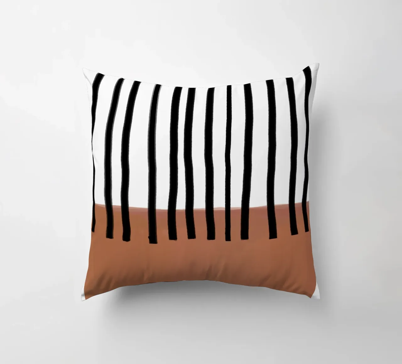 Linee verticali astratte e design rettangolare marrone cuscino da Melloi Art Print