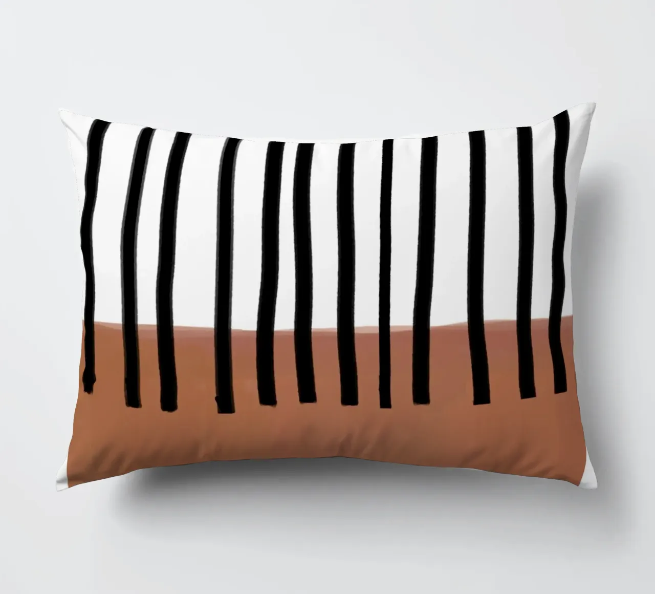 Linee verticali astratte e design rettangolare marrone cuscino da Melloi Art Print