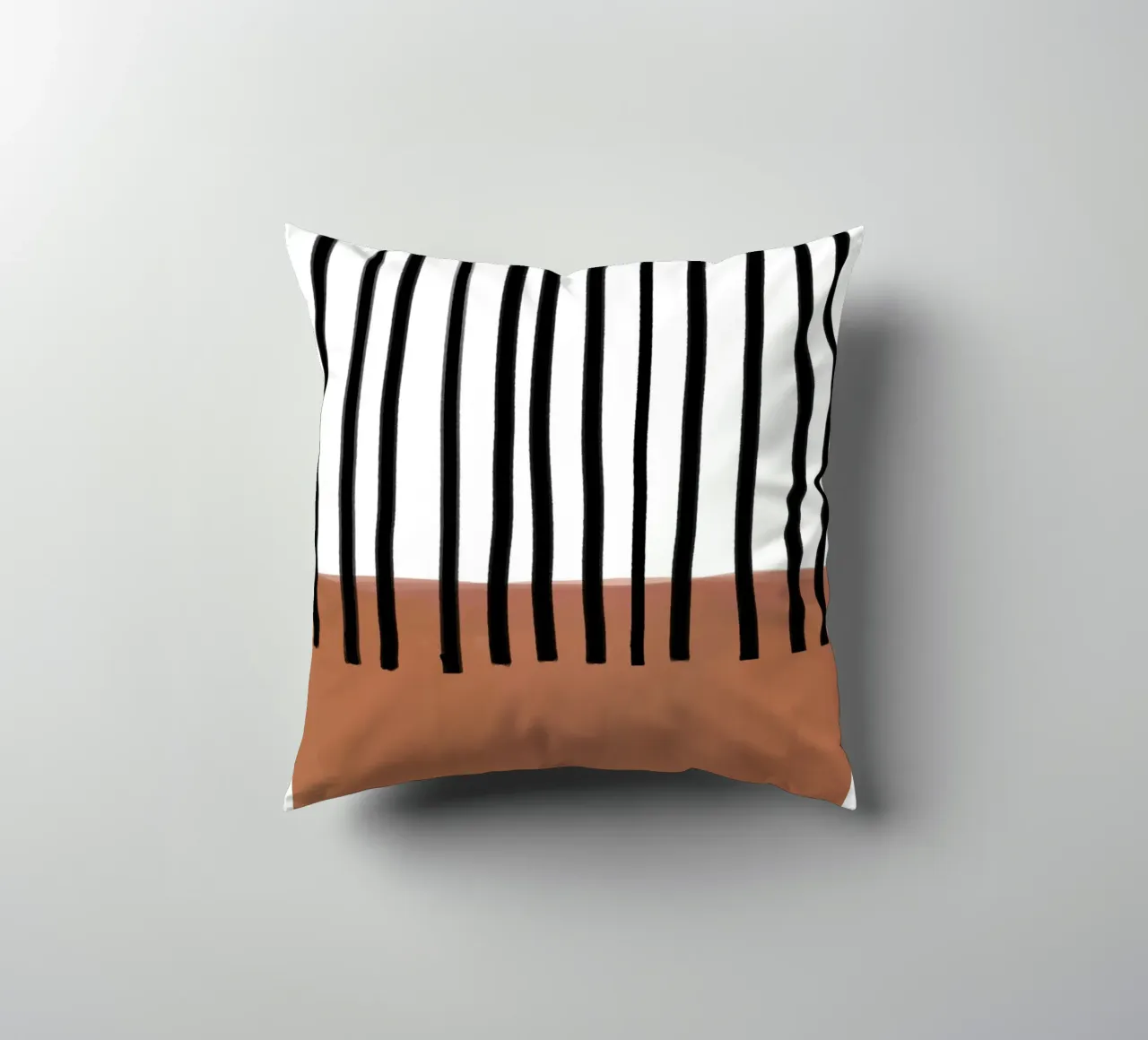 Abstract Vertical Lines and Brown Rectangular Design decorative cushion by Melloi Art Print