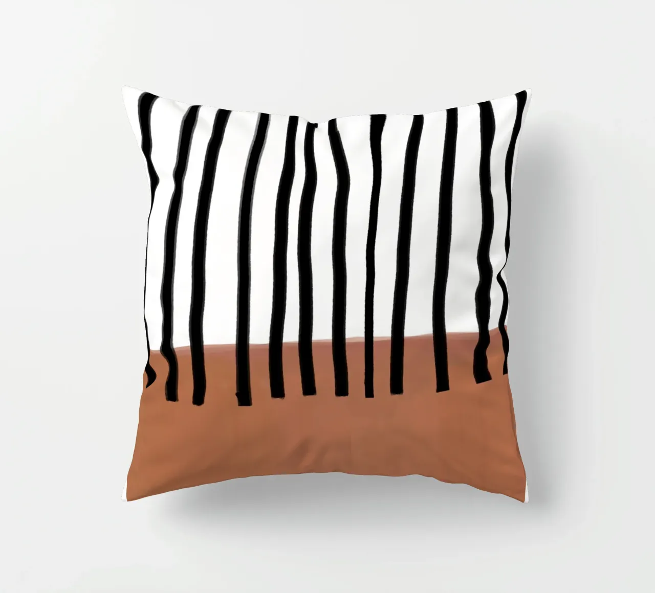 Linee verticali astratte e design rettangolare marrone cuscino da Melloi Art Print