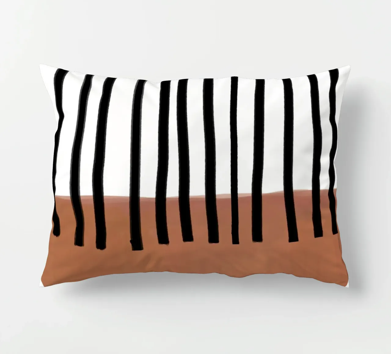 Linee verticali astratte e design rettangolare marrone cuscino da Melloi Art Print