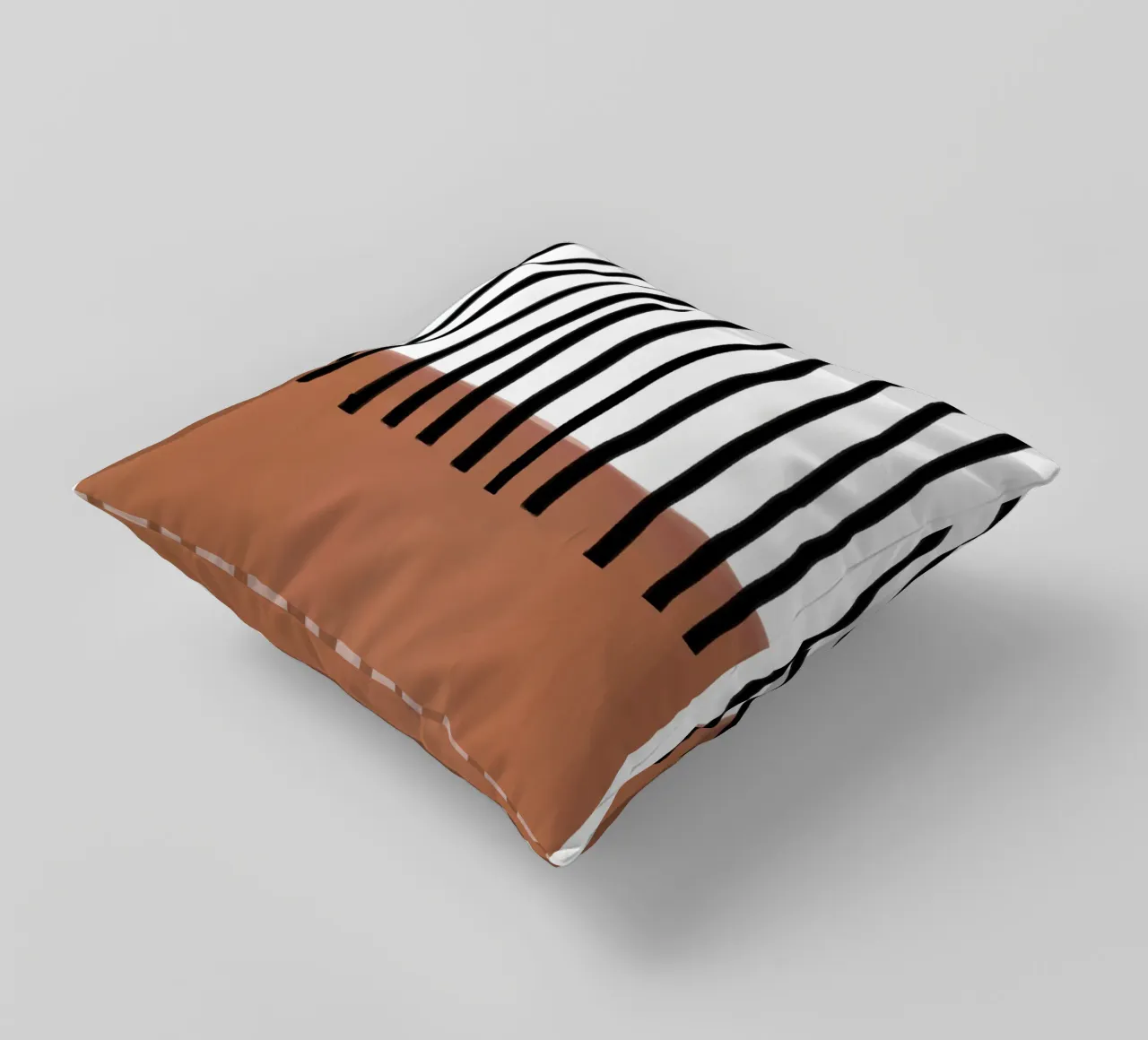 Abstract Vertical Lines and Brown Rectangular Design decorative cushion by Melloi Art Print