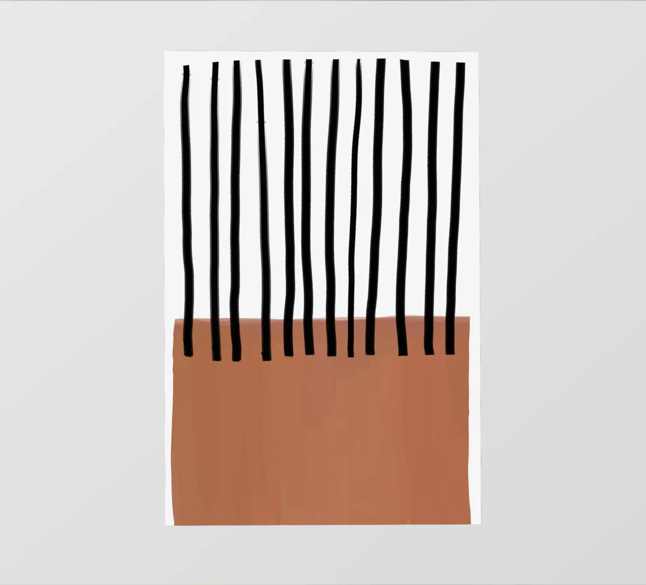 Linee verticali astratte e design rettangolare marrone telo in pvc da Melloi Art Print